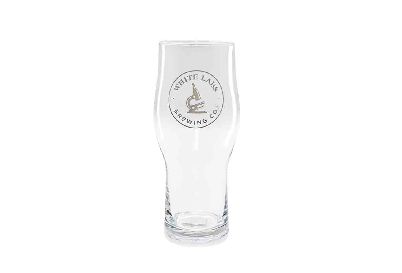 White Labs Tabberer IPA 16oz glass with laser etched microscope.
