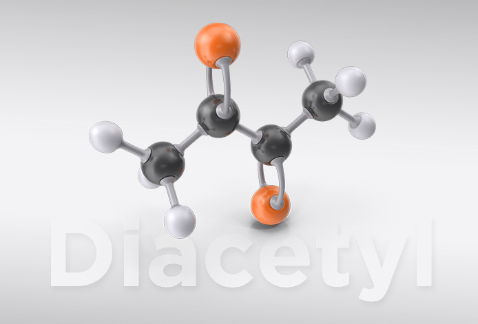 Chemical structure of diacetyl